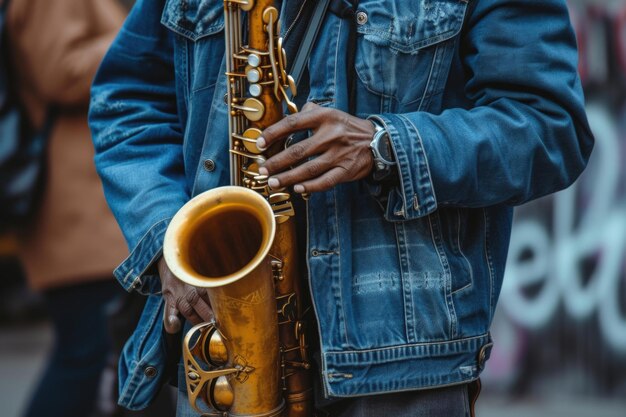 Foto mann, der ein instrument spielt, internationaler jazz-tag 3