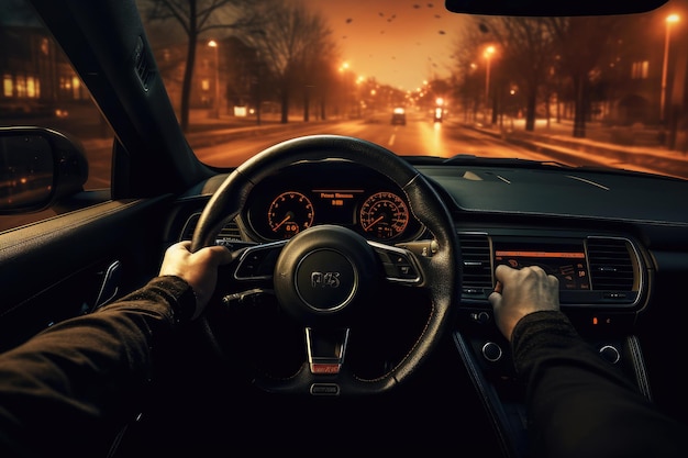 Mann fährt ein Auto mit Navigator AI Generative