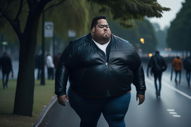 Foto mann geht im park spazieren generative ki