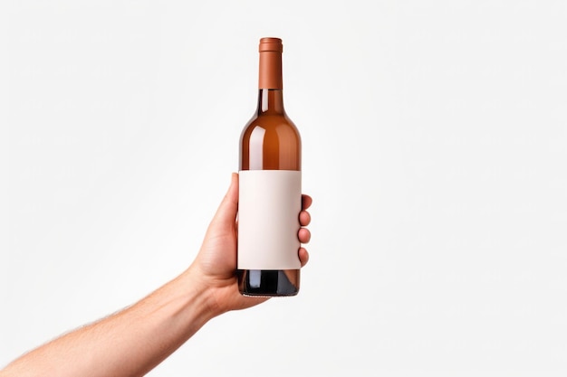 Mann hält eine Flasche Rotwein in der Hand Entwurf des Weingüter Generate Ai