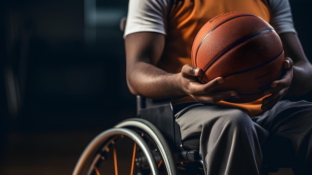 Mann im Rollstuhl mit einer generativen Basketball-KI