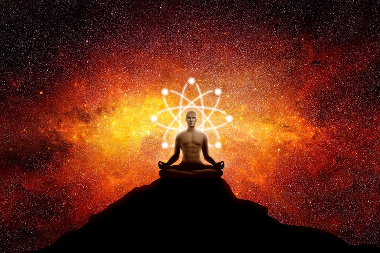 Foto mann in meditations-yoga-pose