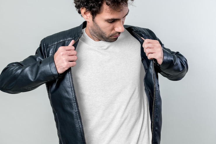 Foto mann in schwarzer lederjacke durchsichtig png