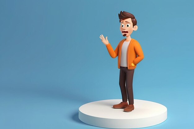 Foto mann in verwirrter pose 3d-illustration