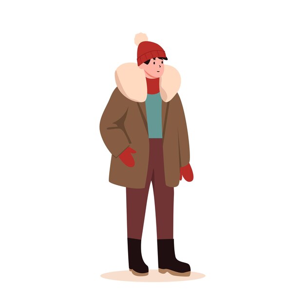 Mann in warmer Winterkleidung Vektorillustration im flachen Stil