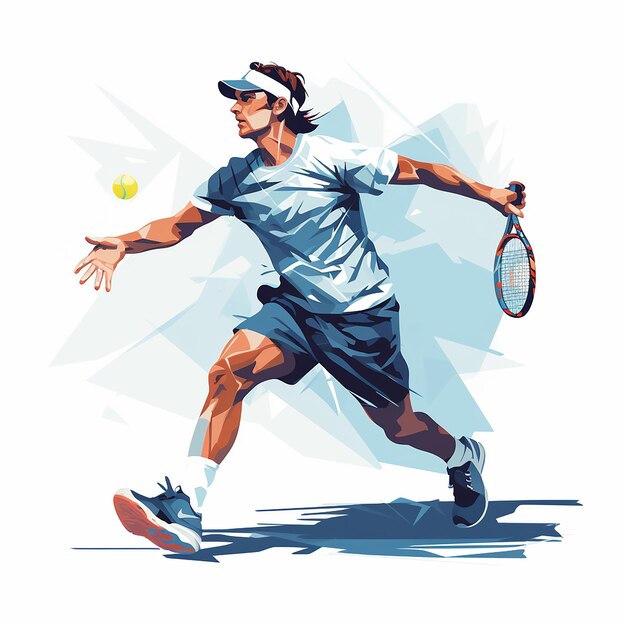 Mann, Junge, Tennisspieler, flache Design-Vektorillustration