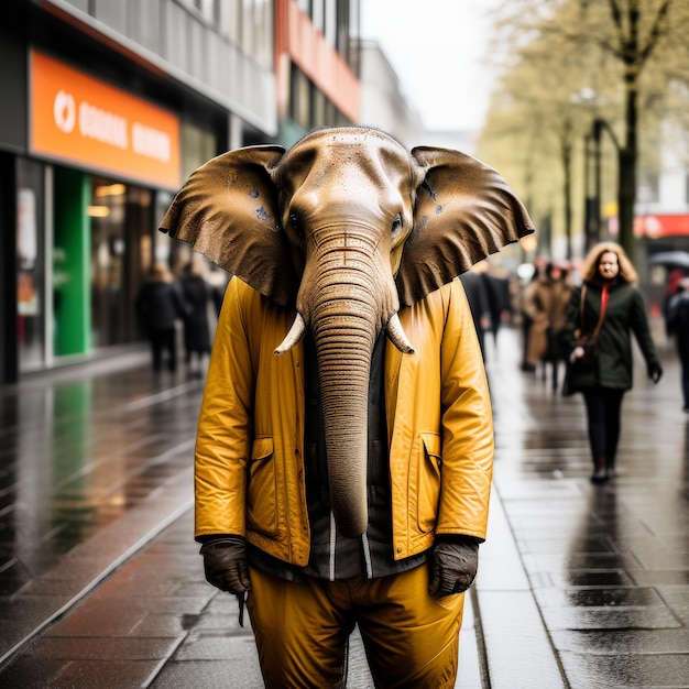 Mann mit Elefantenmaske Mann mit Elefantemaske