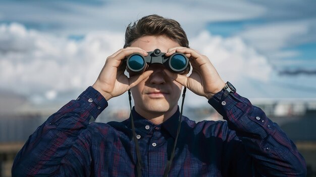 Foto mann mit fernglas