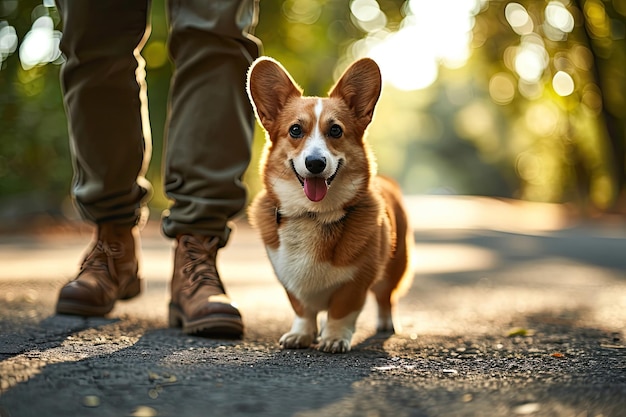 Mann mit Hund im Park