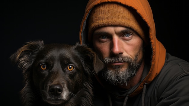 Mann mit Hund Porträt