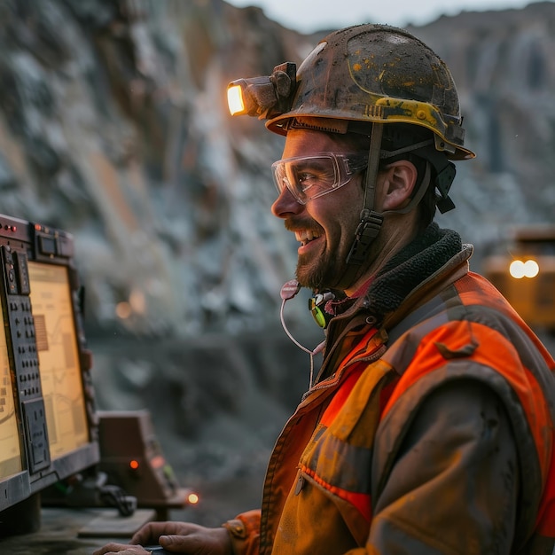 Mann mit Hut und Brille arbeitet am Computer