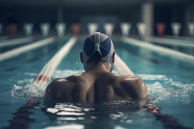 Mann schwimmt im Pool und erzeugt KI