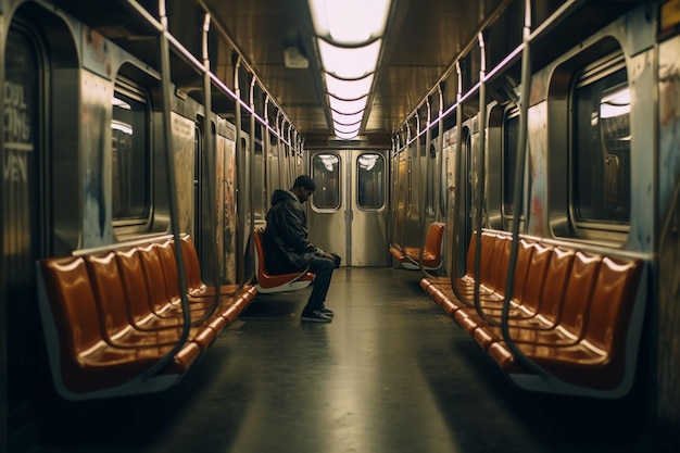 Mann sitzt allein in Metro Generative IA