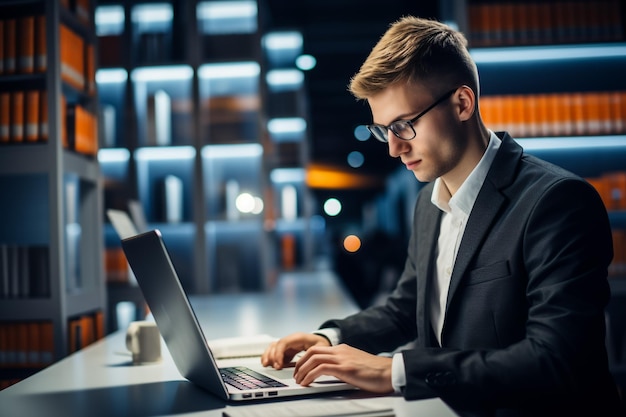 Mann Technologie Büro glücklich Laptop Gewinner Geschäftsmann Geschäft