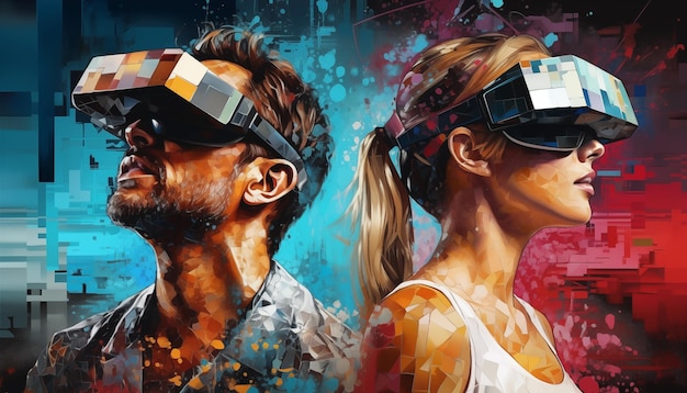 Mann und Frau mit VR-Brille