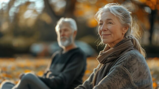Mann und Frau sitzen auf einer Bank im Park