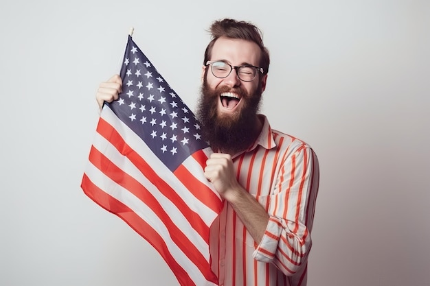 Mann, USA-Flagge, amerikanischer Erwachsener, generiert Ai