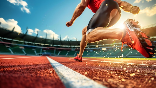 Mannlicher Läufer im Stadion Leichtathletik Sport