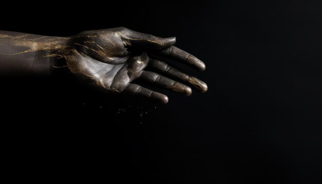 Foto la mano en el aceite de combustible negro extendido mes de la historia negra