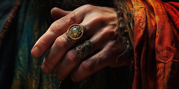 Foto una mano con un anillo que dice esmeralda en él