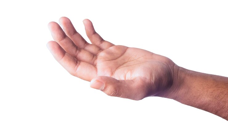 Foto la mano apunta aislada en blanco