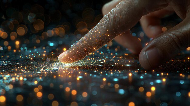 La mano apunta hacia un concepto de transformación digital que simboliza el progreso y la innovación en la tecnología.