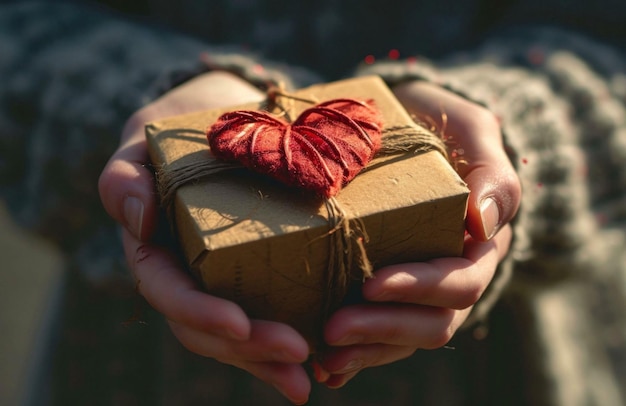 Foto mano con una caja de regalo caja de regalos en la mano