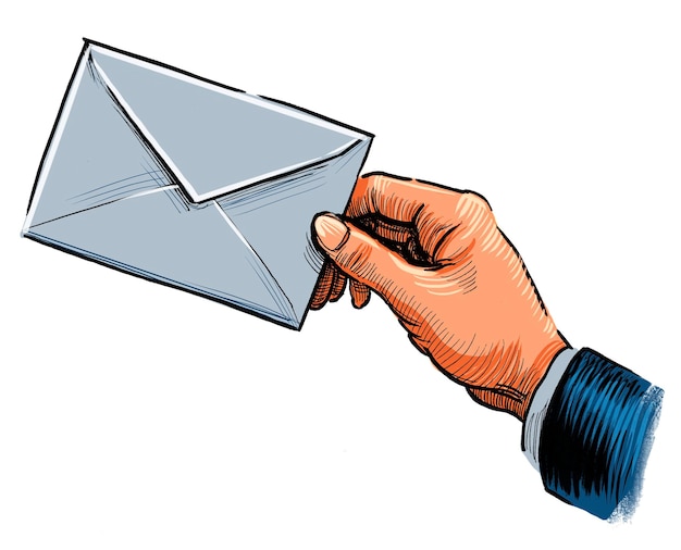 Mano con una carta Ilustración dibujada a mano
