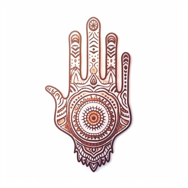 Una mano con un círculo que dice 'henna'