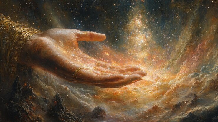 Foto la mano de la creación una obra maestra celestial