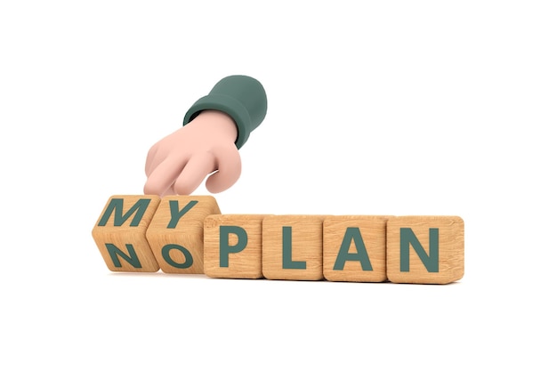 La mano da vuelta a un dado y cambia la expresión myplan a noplan