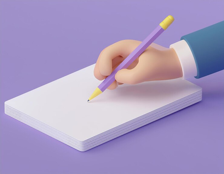 Foto una mano está escribiendo en un bloc de notas con un lápiz