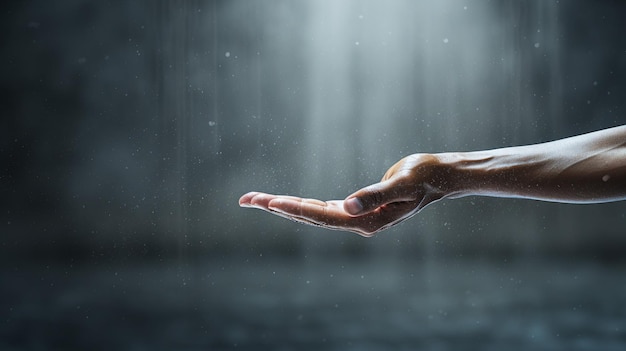 Una mano extendida en la lluvia simboliza esperanza y ayuda