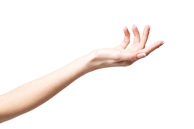 mano femenina poiting por dedo aislado