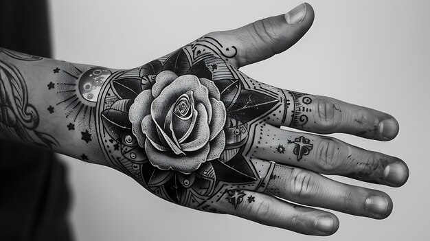 una mano con una flor que dice la palabra cita en ella