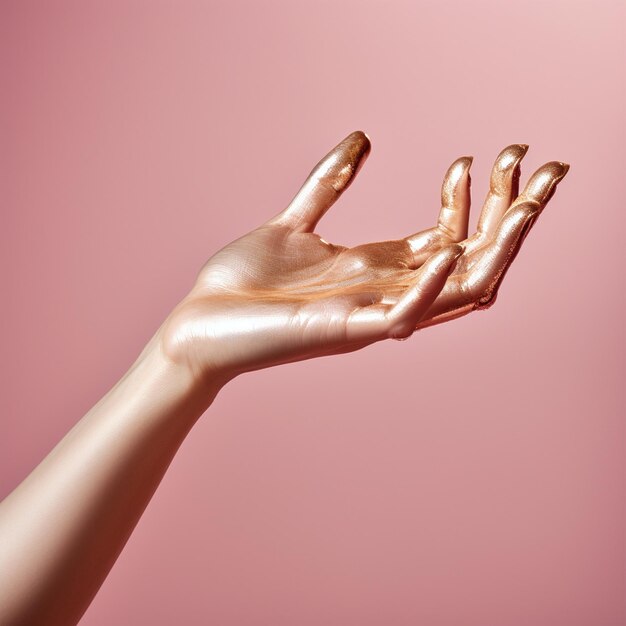 Foto una mano con un fondo rosado que dice 