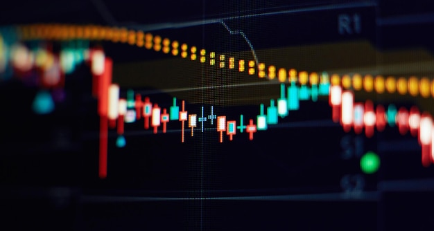 Mano de hombre de negocios trabajando en el análisis de gráficos de inversión para el mercado de divisas del mercado del oro y el mercado comercial