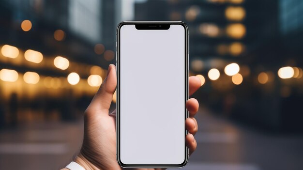 Mano de hombre sosteniendo el último teléfono inteligente iPhone XR en Apple Store Computadoras durante el día de lanzamiento pov en