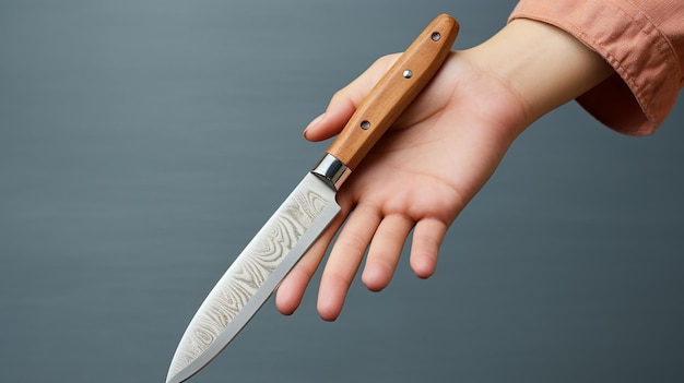 mano humana sosteniendo un cuchillo