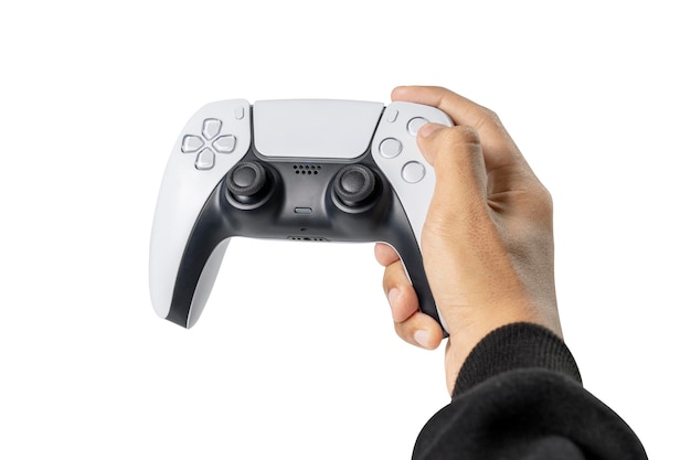 La mano del jugador usando el controlador de la consola de videojuegos