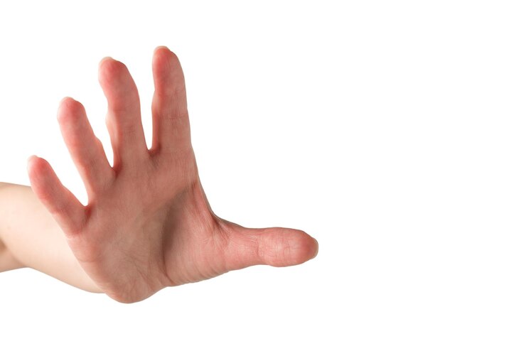 Foto mano de mujer aislada sobre un fondo blanco.