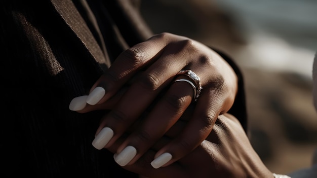 La mano de una mujer con un anillo