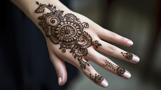 La mano de una mujer con henna