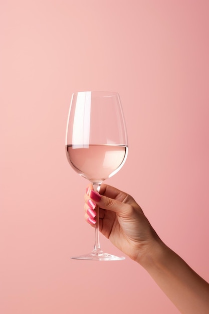 La mano de la mujer sosteniendo una copa de vino