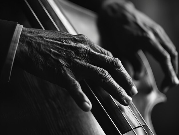 Foto una mano de músico delicadamente en un instrumento