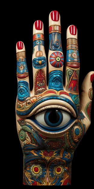 Foto una mano con la palabra ojo pintada en la palma de una mano