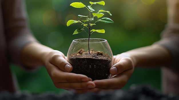 Mano plantando un árbol IA generativa