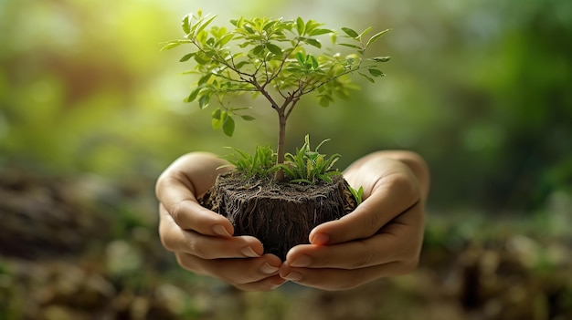 Mano plantando un árbol IA generativa