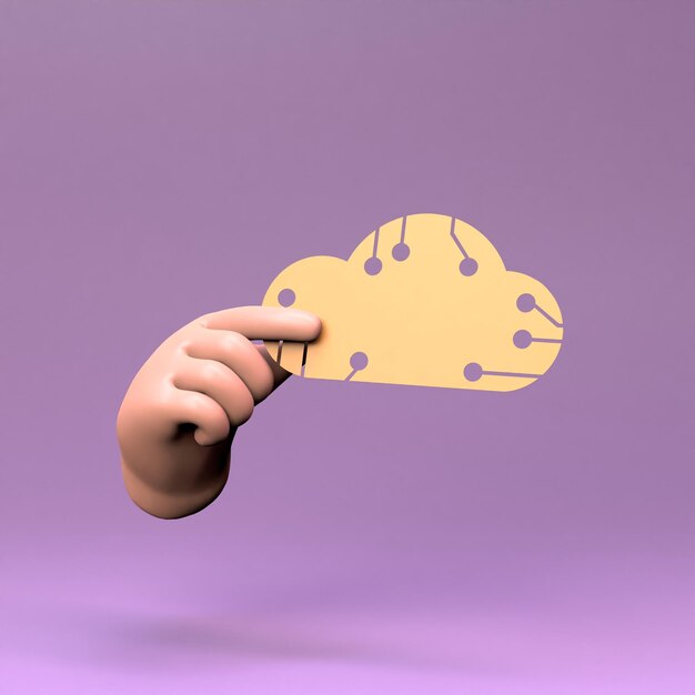 Foto mano que sostiene el icono de la nube concepto de almacenamiento de datos ilustración de procesamiento 3d