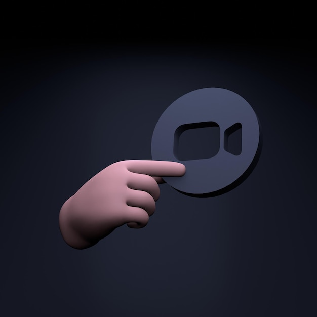 Mano que sostiene el icono de videollamada 3D Render ilustración